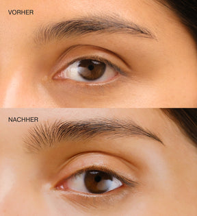 Vorher-Nachher-Vergleich mit The Precision Brow Gel für angehobene und gepflegte Augenbrauen