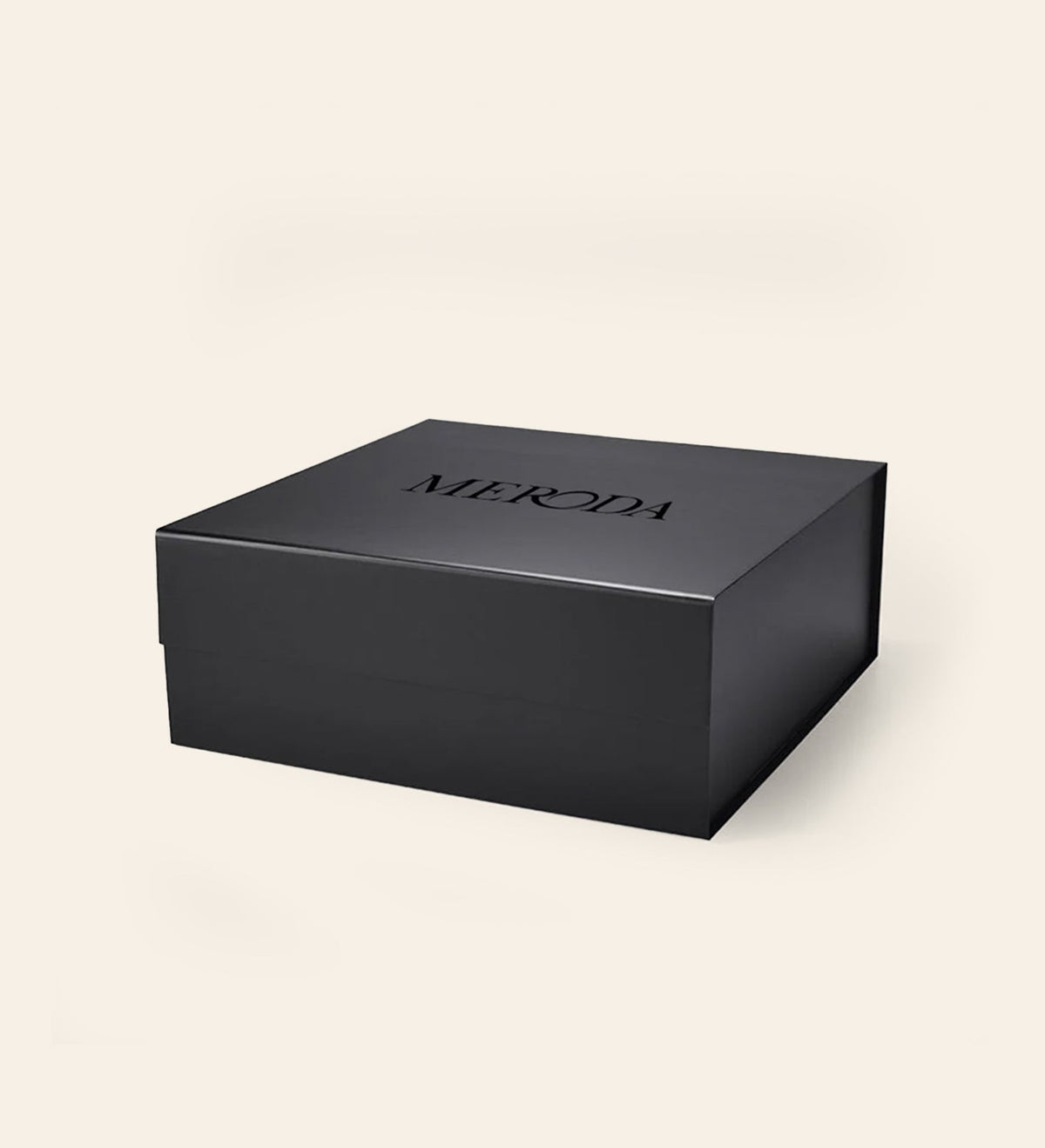 Mattschwarze Meroda Gift Box - SMALL mit schwarzem Logo für edle Make-up-Geschenke und Präsentationen