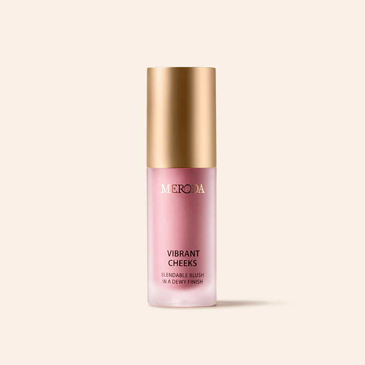 Meroda Cosmetics Vibrant Cheeks Liquid Blush Flasche im beerigen Farbton Grape Galore