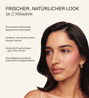 Soft Touch Trio Make-up-Set an einem Model mit frischem und natürlichem Alltagslook.