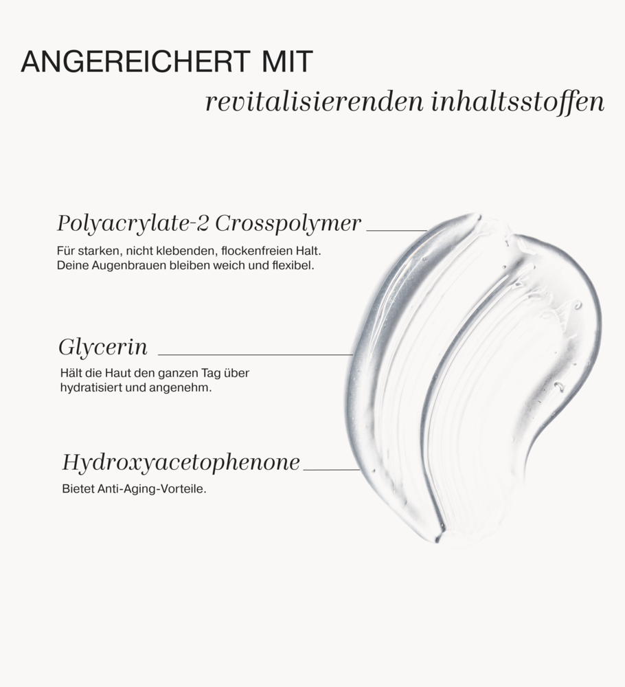 The Precision Brow Gel Textur-Swatch mit Polyacrylate-2 Crosspolymer, Glycerin und Hydroxyacetophenone