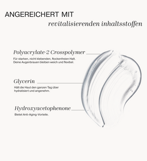 The Precision Brow Gel Textur-Swatch mit Polyacrylate-2 Crosspolymer, Glycerin und Hydroxyacetophenone
