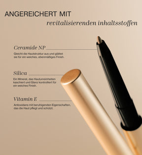 The Precision Brow Pencil in Cool Brown angereichert mit revitalisierenden Inhaltsstoffen Ceramide NP, Silica und Vitamin E