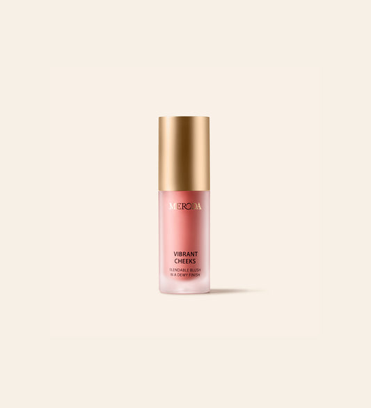 Mini Vibrant Cheeks Liquid Blush in Dusty Rose mit goldener Kappe für ein verblendbares, dewy Finish.